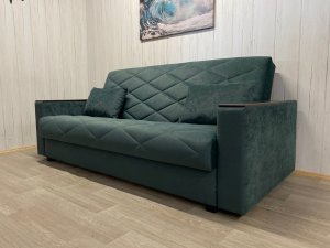 Диван Престиж-15 НПБ+МДФ, велюр Sensey bottle green в Миассе - miass.magazin-mebel74.ru | фото