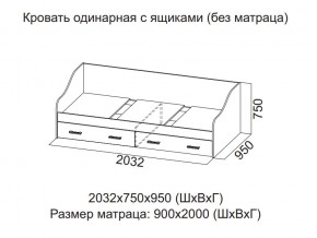 Кровать одинарная с ящиками (Без матраца 0,9*2,0) в Миассе - miass.magazin-mebel74.ru | фото