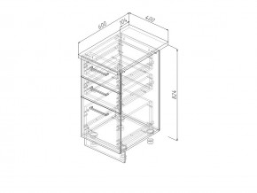 Н3Я 40 Модуль нижний Без Столешницы 3 ящика МН3Я 40 в Миассе - miass.magazin-mebel74.ru | фото