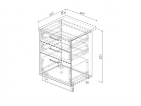 Н3Я 60 Модуль нижний Без Столешницы 3 ящика МН3Я 60 в Миассе - miass.magazin-mebel74.ru | фото